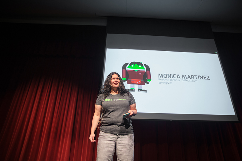 Monica Martinez onstage speaking