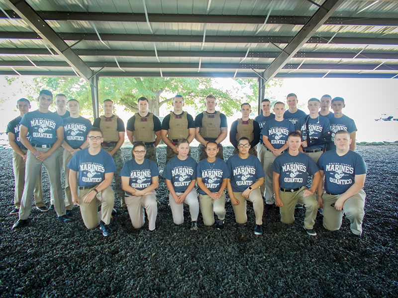 Group shot of cadets and Marines
