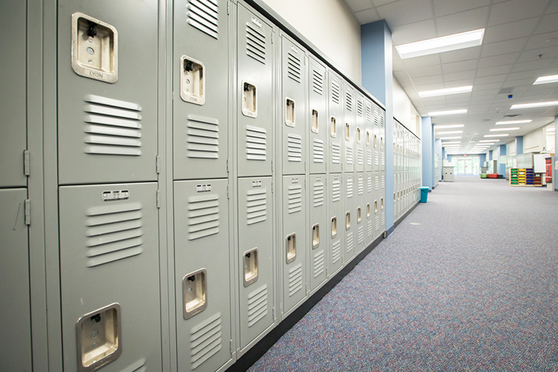 view of lockers in hallway
