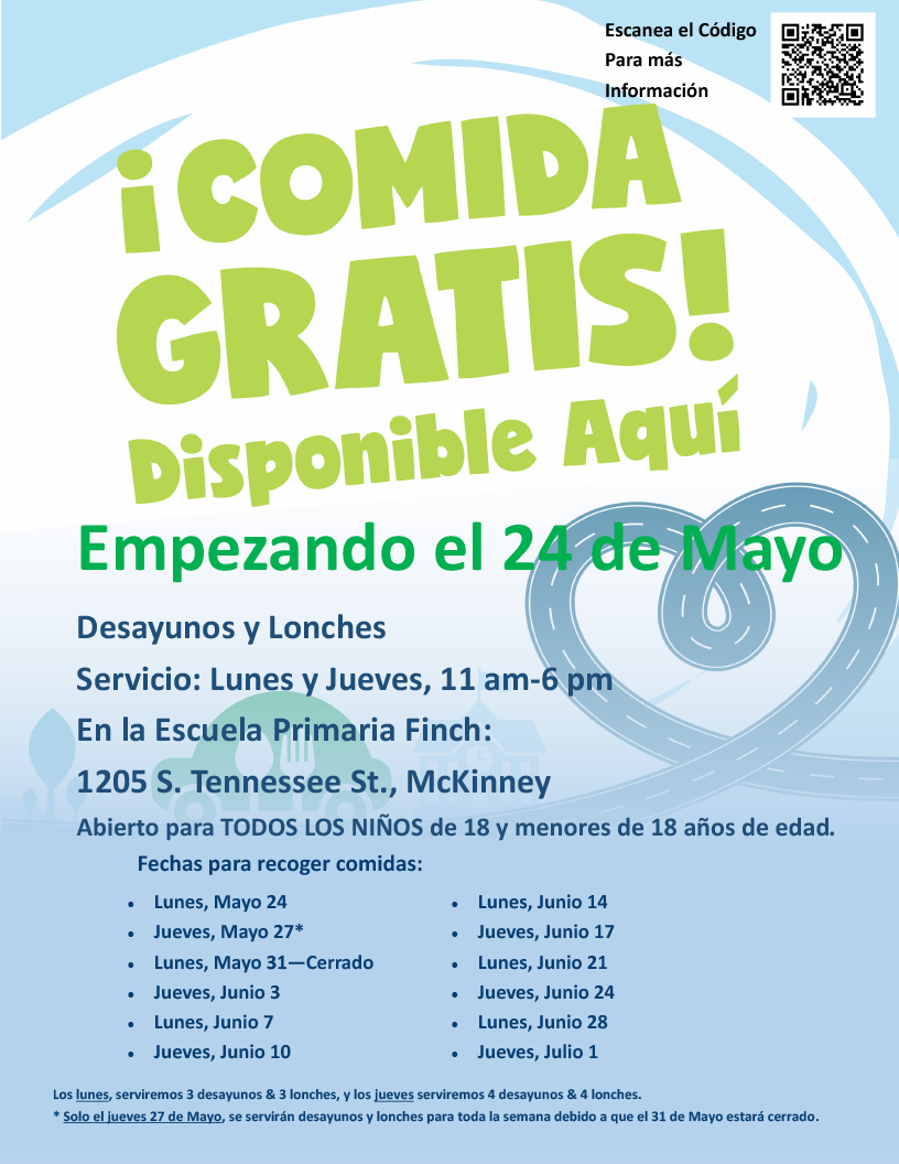 flyer with curbside meal information in Spanish