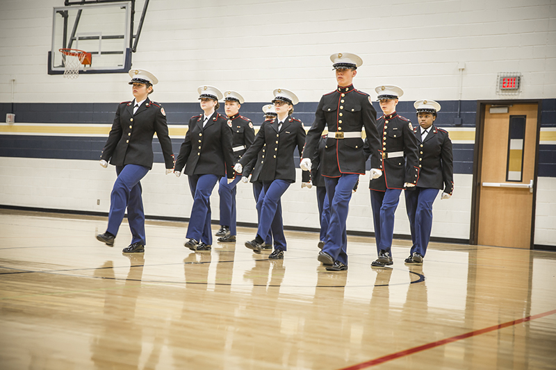 cadets marching in precise formation