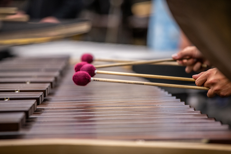 close up of marimba mallets