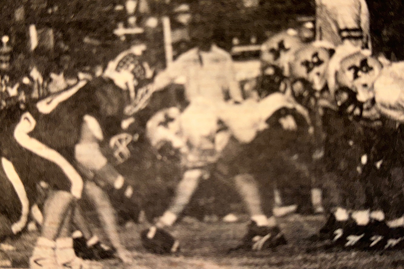 newspaper photo of David Watts during a game for MHS vs Allen
